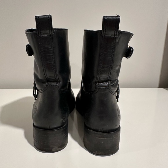 Tory Burch Black Combat Moto Boots with Buckle Straps - Picture 2 of 6